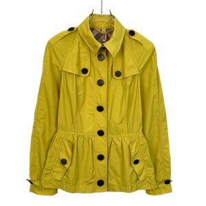 Burberry Brit Yellow Single-Breasted Trench Coat Size S Polyester Buttoned Closu